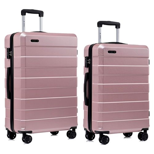 Hartschalenkoffer mit TSA-Schloss und YKK-Reißverschluss, Trolley-Set in Roségold (L-XL)