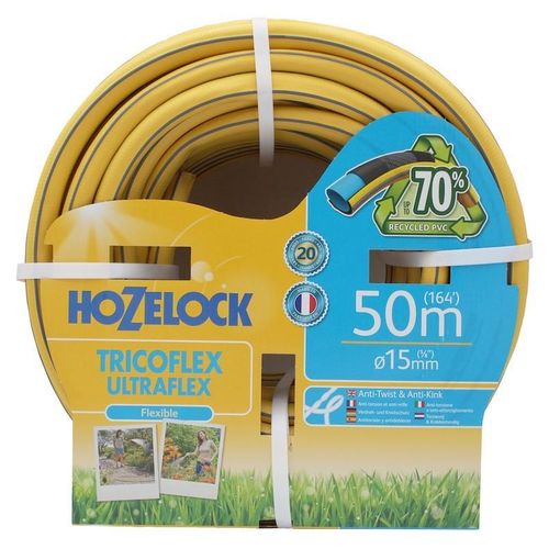Hozelock 117024, 50 m, Grau, Gelb, Nur der Schlauch, PVC, 1,5 cm, Frankreich