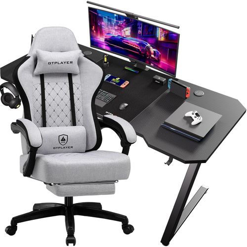 GTPALYER Gamingtisch Gaming Tisch + Gaming Stuhl- Set, Computertisch Stuhl Set für Gaming nur Gaming Tisch und Gaming Stuhl