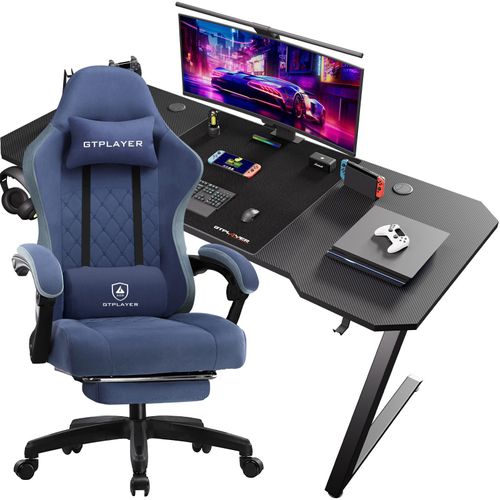 GTPALYER Gamingtisch Gaming Tisch + Gaming Stuhl- Set, Computertisch Stuhl Set für Gaming nur Gaming Tisch und Gaming Stuhl