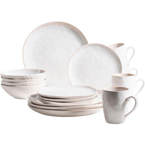 Kombiservice MÄSER "FROZEN, Kombiservice, Steinzeug", weiß, 16 Stk., Steinzeug, Geschirr-Sets, Kombiservice, Geschirr-Set, Service