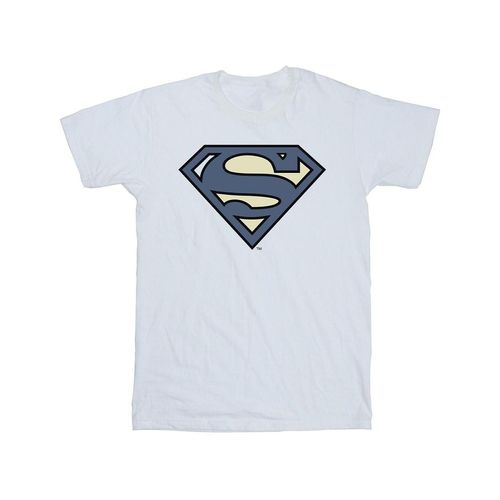 DC Comics Heren Superman Indigo Blauw Logo T-Shirt (Wit)