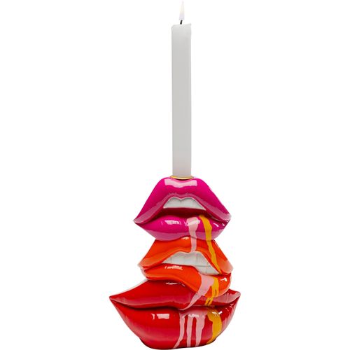Kerzenständer KARE DESIGN "Kerzenständer Lips 17cm", bunt (mehrfarbig), B:16,5cm H:20,5cm T:7cm, Kerzenhalter