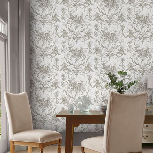 Vliestapete LAURA ASHLEY "TUILERIES", grau, H:10m L:10m, Vlies, Tapeten, Design Tapeten