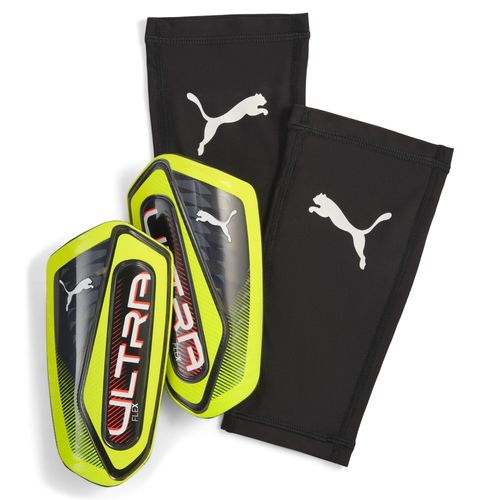 Fußball Schienbeinschoner PUMA "ULTRA Flex Fußball Schienbeinschoner Unisex" Gr. L, gelb alert schwarz, Protektoren, Kinder, L