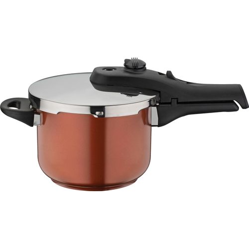 Schnellkochtopf GSW "System RAPID", braun (bronze), H:13,5cm Ø:18cm, Töpfe, Schnellkochtopf, zwei Garstufen,, Induktion, Ø 18 cm, Inh. 3,2 L (Randvoll)