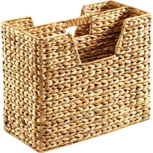 Zeitungsständer LOCKER, beige (natur), B:40cm H:33cm T:20cm, Geflecht Wasserhyazinthe, Zeitungsständer, Zeitungsständer