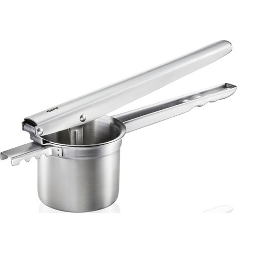 Kartoffelpresse GEFU "PRENSO", silber (silberfarben), B:9,2cm L:31,5cm T:10,5cm, Edelstahl, Küchenpressen, ideal auch für Saft- und Spätzle, stabile Edelstahlausfürhrung