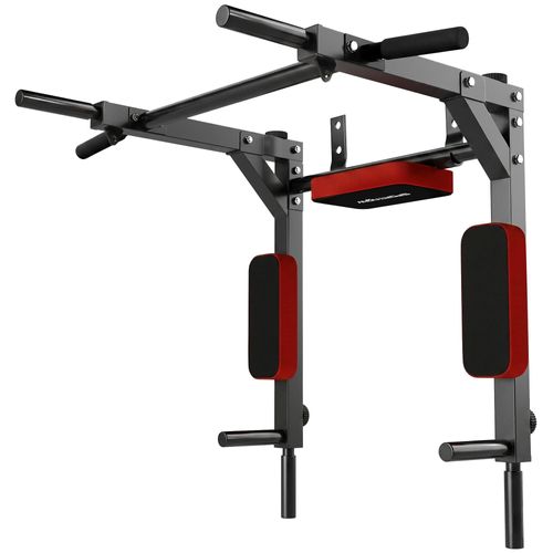 Wand-Klimmzugstange, 2-in-1 Profi-Klimmzug- und Dipstation für das Heimtraining, bis 200 kg, Rot
