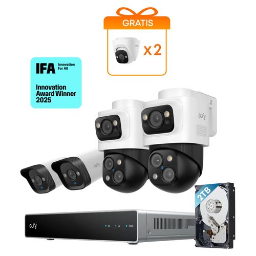 eufy PoE NVR Security System S4 mit 2× Bullet-PTZ-Kameras und 2× Bullet-Kameras