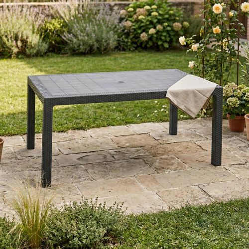 Dmora Outdoor-Tisch Pickering 94,5x160,5x75h cm Anthrazit-Schwarz, 6-Sitzer UV-beständig
