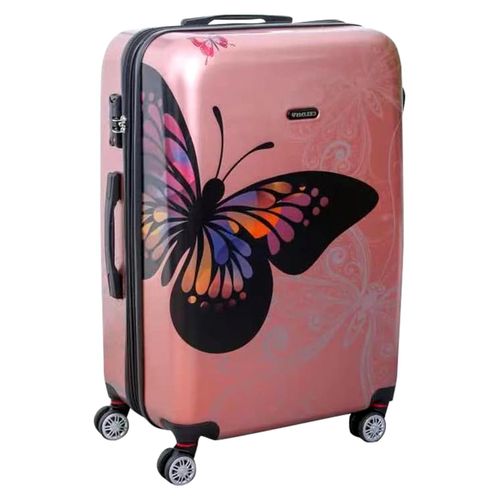 Koffer aus Polycarbonat | 75 cm großer Koffer | Leichter Koffer mit 4 Rollen | Roségold