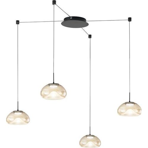 Brena - Cognacfarbene 4-flammige dezentrale Pendelleuchte - Fabas Luce - 40 W dimmbare LED - Dezentrale Montage