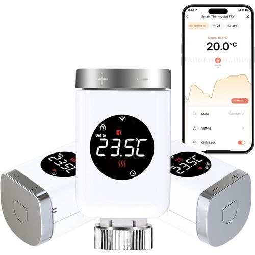 Salcar 3er Set Smart Home Heizkörperthermostat WIFI Elektronisch Heizungsthermostat Lcd mit Amazon Alexa & Google Assistant Thermostat Heizkörper
