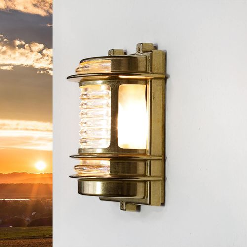 Außenlampe Wand GRACIA aus Messing massiv Maritim Wandleuchte Schiffslampe Haus Garten