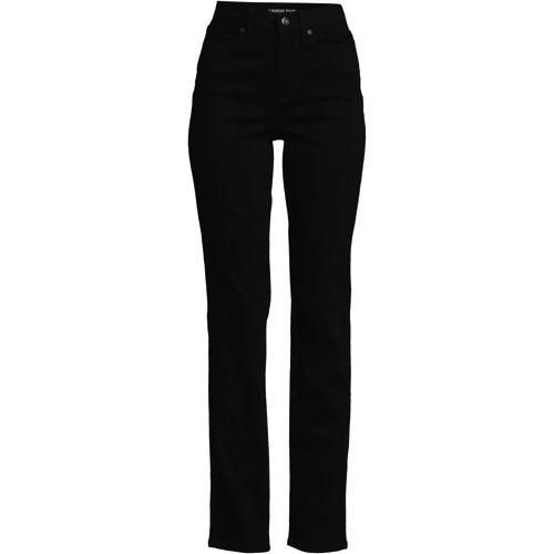 Farbige Straight Fit Jeans High Waist in Plus-Größe, Damen, size: plus, Schwarz, Elasthan/Baumwoll-Mischung/Polyester-Mischung, by Lands' End