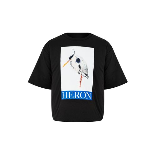 Gewatteerd T-shirt met geschilderd reigerlogo