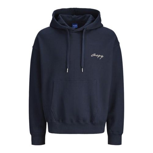 Jack & Jones Jornostalgia typo sweat hood navy