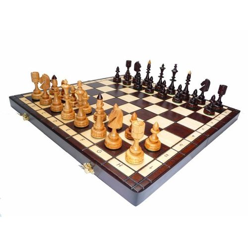 Sehr edles Schach Schachspiel SET Schachbrett 48 x 48 cm Kirschbaum Holz braun