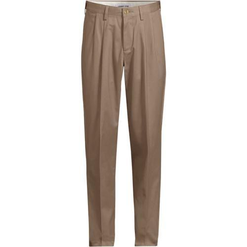 Bügelleichte Chinohose mit Bundfalten, Komfortbund, Classic Fit, Herren, size: regular, Beige, by Lands' End