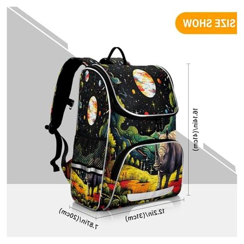 Cartoon Doodle Nashörner Rucksack, große Büchertasche für Schüler