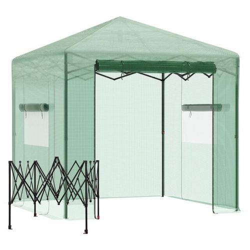 4goodz Pop-up foliekas met roldeur en pe raam 240x180x240 cm groen