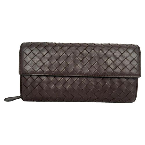 Bottega Veneta Intrecciato Continental portemonnee van bruin leer