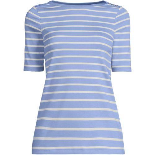Supima-Shirt aus Baumwolle mit U-Boot-Ausschnitt für Damen, Damen, size: regular, Lila, Baumwolle, by Lands' End