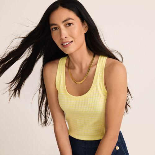 Ärmelloses Ajour-Top für Damen, Damen, size: regular, Gelb, Elasthan/Baumwoll-Mischung, by Lands' End