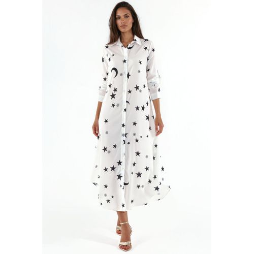 Tekst Print Maxi Shirt Jurk