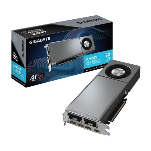 GIGABYTE Grafikkarte "Radeon AI PRO R9700 AI TOP 32G Grafikkarte – 32 GB GDDR6, 256 Bit, PCI", grau (ohne farbbezeichnung), Grafikkarten