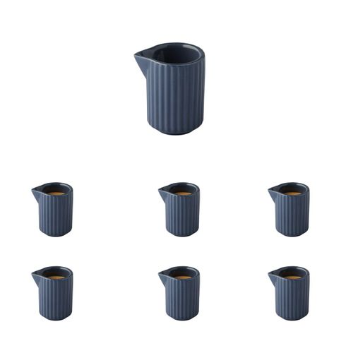 Milchkännchen APS "THE GRID, 6 Stück", blau, B:4,5cm H:4,5cm, Porzellan, Kannen, 40 ml Porzellan