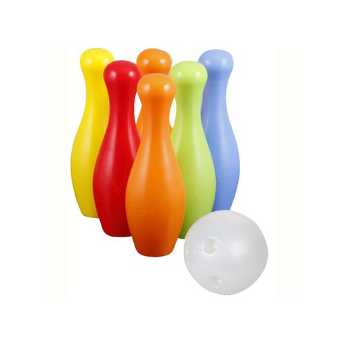 Pilsan Bowling Kinder Kegelspiel 06137 mit 6 Kegel, 2 Kugeln, drin und draußen bunt