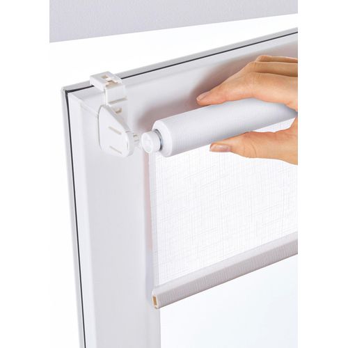 bonprix Sichtschutzrollo in Leinenoptik, weiß, Gr.210x80 cm, Zeitloses Sichtschutzrollo