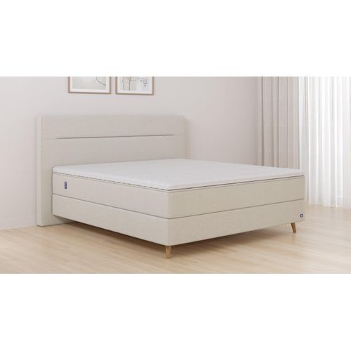 BRUNO Boxspringbett Premium 200x200cm in Creme Ecru | Matratzen-Härtegrad: Links H2 / Rechts H3 | mehrfach ausgezeichnet in Design & Qualität