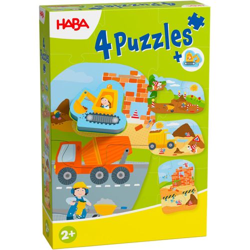 Puzzle HABA "4 erste Puzzles Baustelle", bunt, Puzzles, Kinder, Holz, Pappe, Motiv