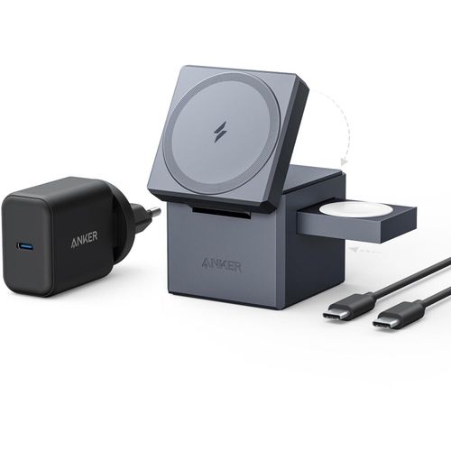 Anker 15W 3-in-1 Cube mit MagSafe Ladestation, schwarz