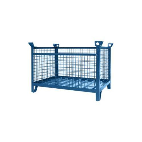 Eichinger-Industrie Gitterbox-Stapelpalette, bis 2000 kg, 3 Seitenwände, Kranösen, B 1500 x T 1000 x H 750 mm, Stahl, enzianblau RAL 5010