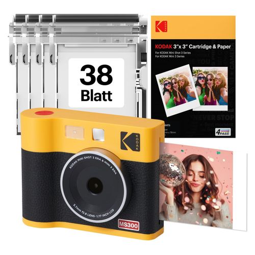 KODAK Mini Shot 3 ERA 7,6x7,6cm Sofortbildkamera, 38 Blatt, Gelb