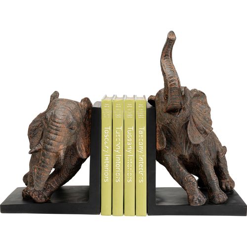 Buchstütze KARE DESIGN "Buchstütze Elephants 25 (2/Set)", braun, B:31cm H:25,3cm T:20,5cm, Polyresin, Buchstützen