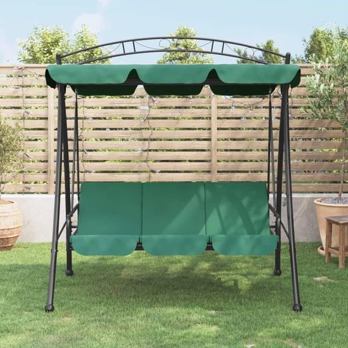 Maison Exclusive - Hollywoodschaukel mit Dach Grün 198 cm Stoff und Stahl