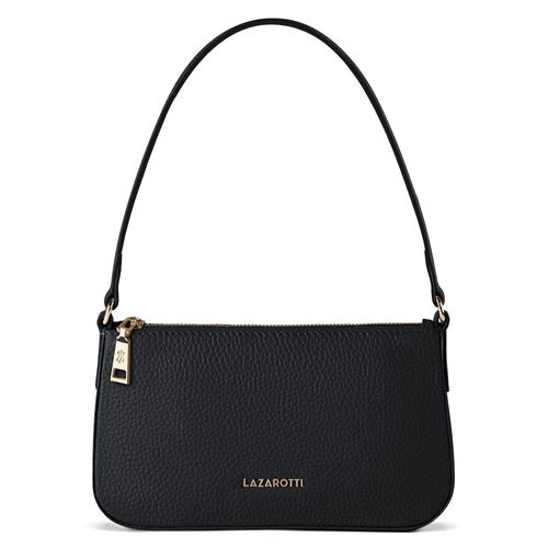 Schultertasche LAZAROTTI "Bologna Leather Pochette Schultertasche Leder 22 cm", Damen, Gr. B/H/T: 4cm x 12cm, schwarz, Leder, Taschen Schultertasche