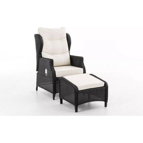 Gartenliegestuhl Premium - inkl. Fußbank - Gartenliegestuhl - Außenliegestuhl - Liegestuhl - Lounge - Cremeweiß