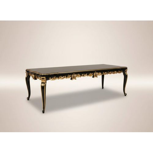 Pompöös by Casa Padrino Barock Luxus Esstisch mit Glasplatte Schwarz / Gold 350 x 120 x H. 80 cm - Pompööser Barock Esstisch designed by Harald Glööckler