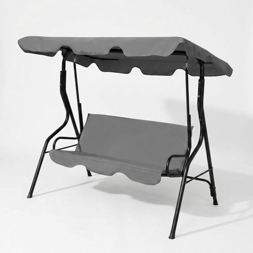 3-Personen-Gartenschaukelbank Grau - Kompakte Metall-Gartenschaukel - Wetterfest - 170 x 110 x 153 cm - Komfortable Gartenschaukelbank für Balkon und Terrasse [11492B]