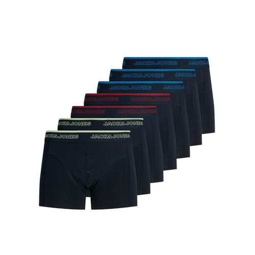 Trunk JACK & JONES "JACADRIAN SOLID TRUNKS 7 PACK", Herren, Gr. M, 7 Stk., sky captain pack:sky captain, sky captain, sky captain, sky captain, sky captain, sky captain, Jersey, Obermaterial: 95% Baumwolle, 5% Elasthan, unifarben, Unterhosen, Baumwollmischung, elastischer Bund