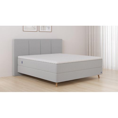 BRUNO Boxspringbett Premium 180x200cm in Hellgrau | Matratzen-Härtegrad: Links H3 / Rechts H3 | mehrfach ausgezeichnet in Design & Qualität
