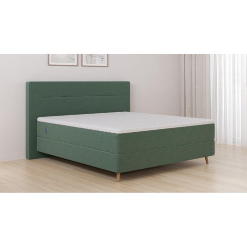 BRUNO Boxspringbett Premium 240x200cm in Grün | Matratzen-Härtegrad: Links H2 / Rechts H3 | mehrfach ausgezeichnet in Design & Qualität