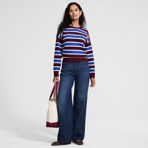 Mid Waist Baggy Jeans aus Baumwolle, Damen, size: regular, Blau, Baumwolle, by Lands' End