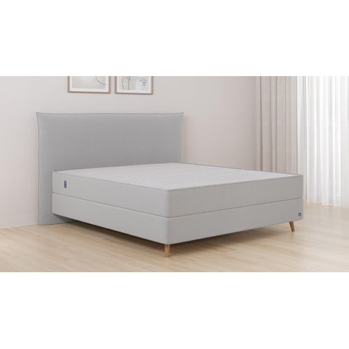 BRUNO Boxspringbett Premium 240x200cm in Hellgrau | Matratzen-Härtegrad: Links H2 / Rechts H3 | mehrfach ausgezeichnet in Design & Qualität